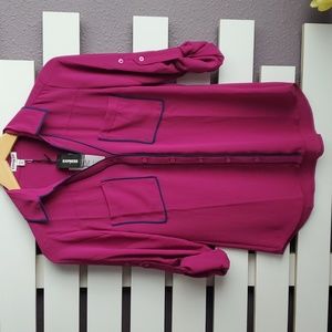 Express Convertible Sleeve Blouse Slim Fit Size XS